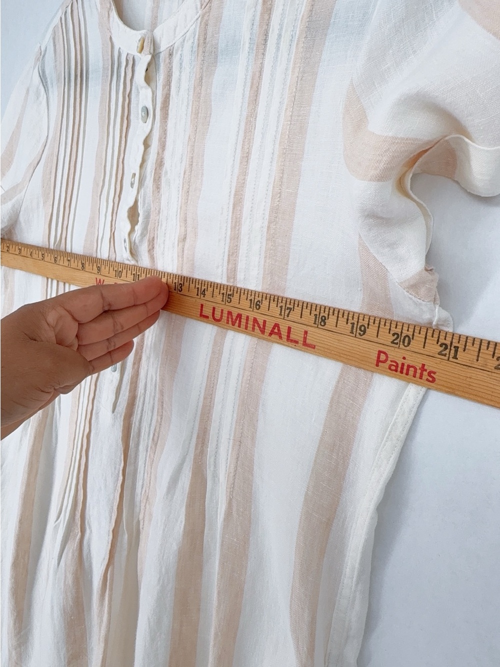 Faherty Gemina Gauze Sand Serape Striped Sustainable Dress 100% Linen Womens S - Picture 6 of 8